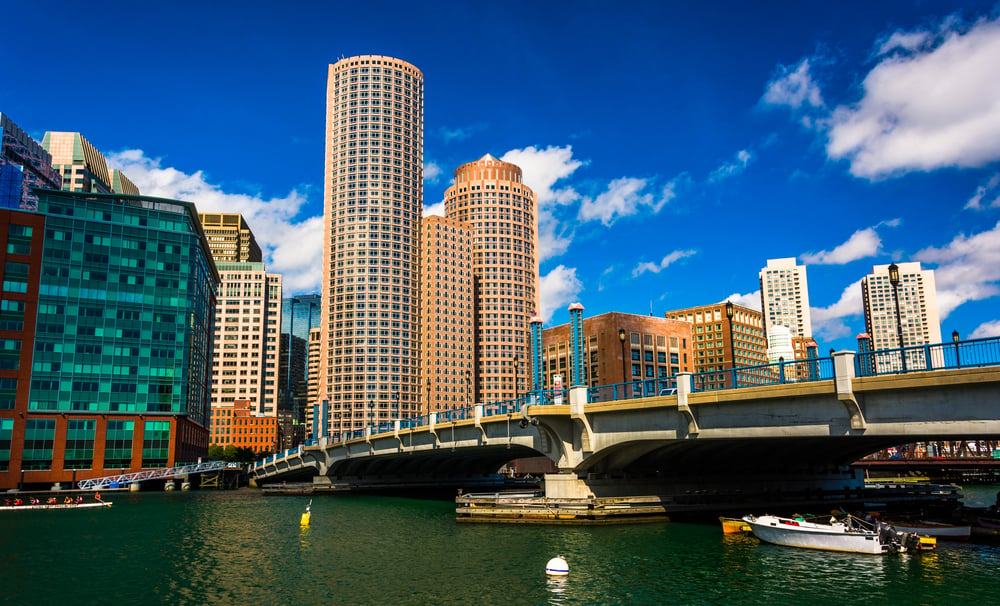 Bridge and the skyline in Boston, Massachusetts.